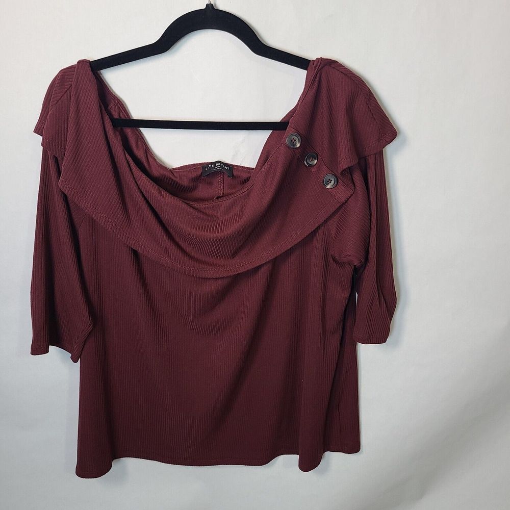 Lane Bryant Women's Burgundy Shirt Off Shoulder Short Sleeve Stretch Top 18/20
